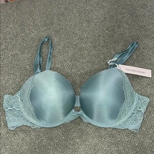 Victoria's Secret Teal Gray Lace Dream Angels Push Up Bra